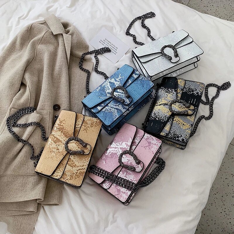 HOMEMAGIC 2021 새로운 여성 숄더 가방 가을 겨울 쇼핑 고품질 뱀 패턴 패션 디자인 여성 메신저 가방