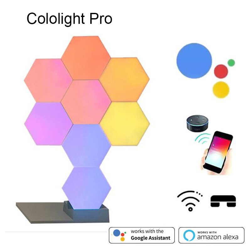 ใหม่ Quantum DIY LED Night Light สร้างสรรค์เรขาคณิตชุดสมาร์ท APP ควบคุม Google Home หลอดไฟ Lifesmart Cololight