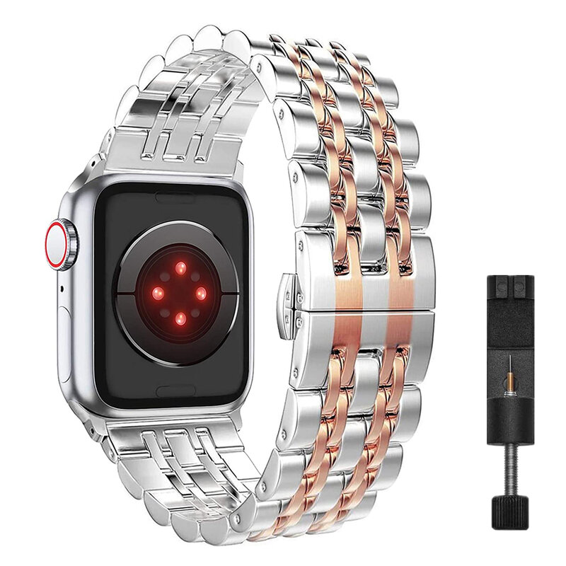 Pulseira de metal para apple watch, 6, 44mm, 42mm, iwatch série 5, 4, 3, 2, 1, 38mm, 40mm,