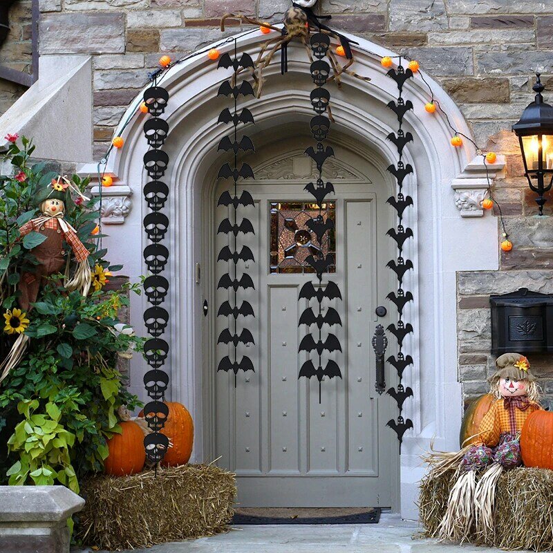 Halloween czarny nietoperz czaszka czuł drzwi ścienny wiszący Ornament DIY Garland akcesoria Halloween dekoracje artykuły domowe
