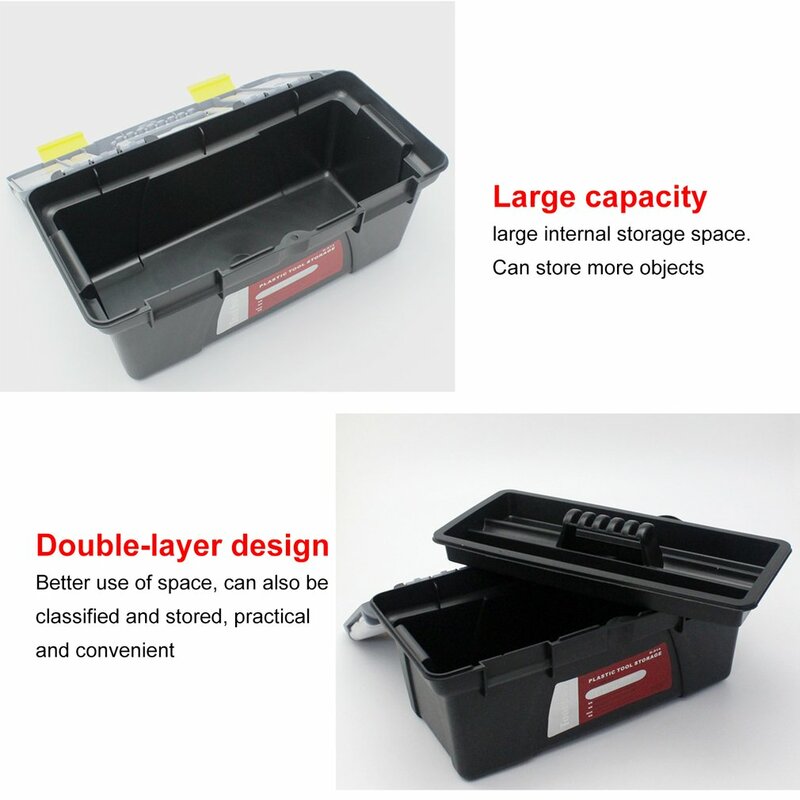 Caja de herramientas de plástico portátil para mantenimiento del hogar, almacenamiento anticaída, multifunción, tamaño S/M/L