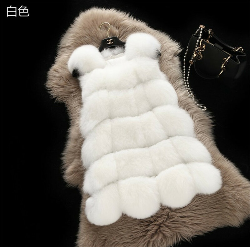 Full Pelt Thick & Warm Winter Fake Fox Fur Coat 2020 Women's Soft Furry Teddy Coat Fashion Ladies Slim Fur Vest With Pockets