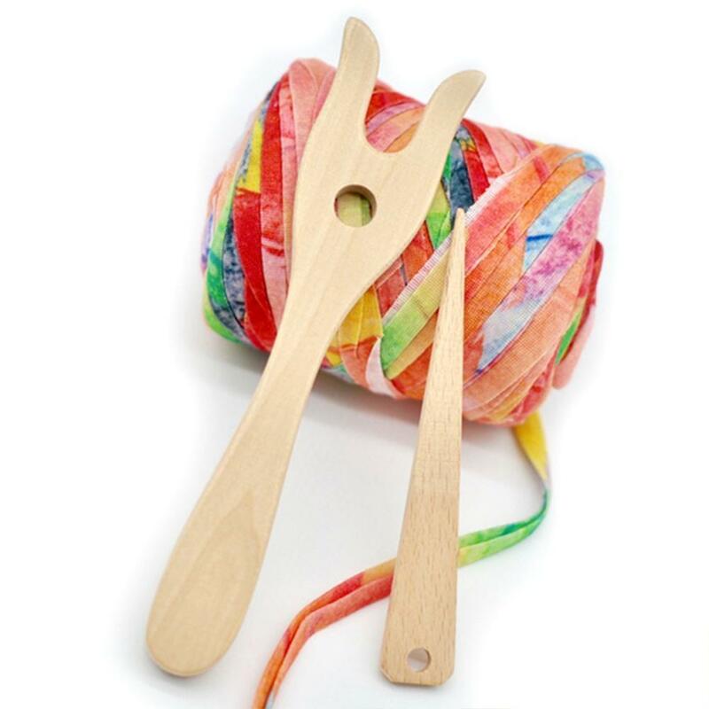 Herramienta para tejer tenedor con aguja de ojo grande, herramienta para tejer, tenedor de madera de haya, herramienta para tejer, Hobby, arte, cuerda, manualidades