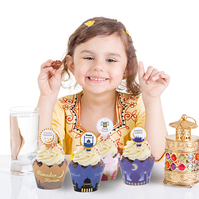 Idul Fitri Pembungkus Cupcake Liner Dekorasi Kue Ramadhan Perlengkapan Pesta Idul Fitri Muslim Hadiah DIY