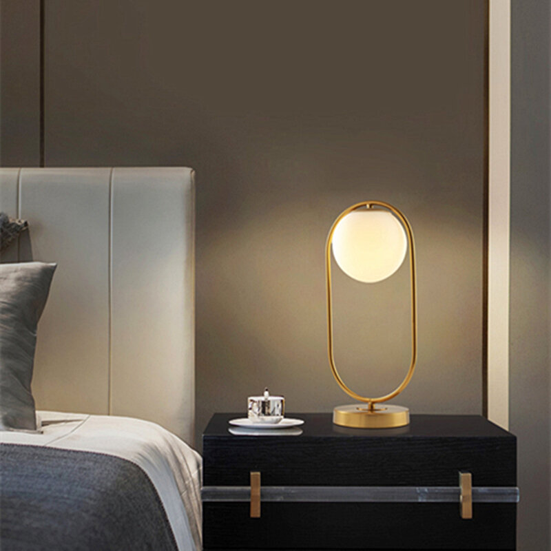 Creative Nordic Glass Ball LED Desktop Night Light Gold Home Bedroom Bedside Decorative USB Reading Table Lamp