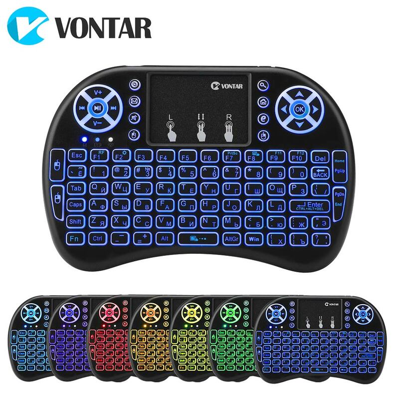 VONTAR i8 Drahtlose Tastatur Russische Englisch Hebräisch Version i8 + 2,4 GHz Air Mouse Touchpad für Android TV BOX mini PC