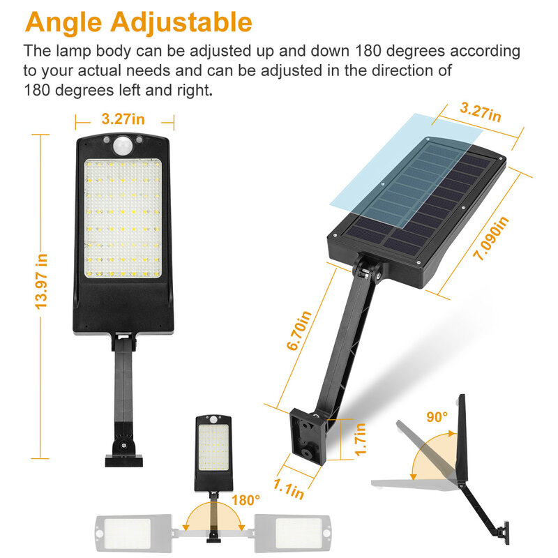 Luz Solar de 800lm para exteriores, lámpara de poste Rotable de 3 modos, iluminación impermeable para Sendero de pared de jardín, 56Led, novedad de 2021