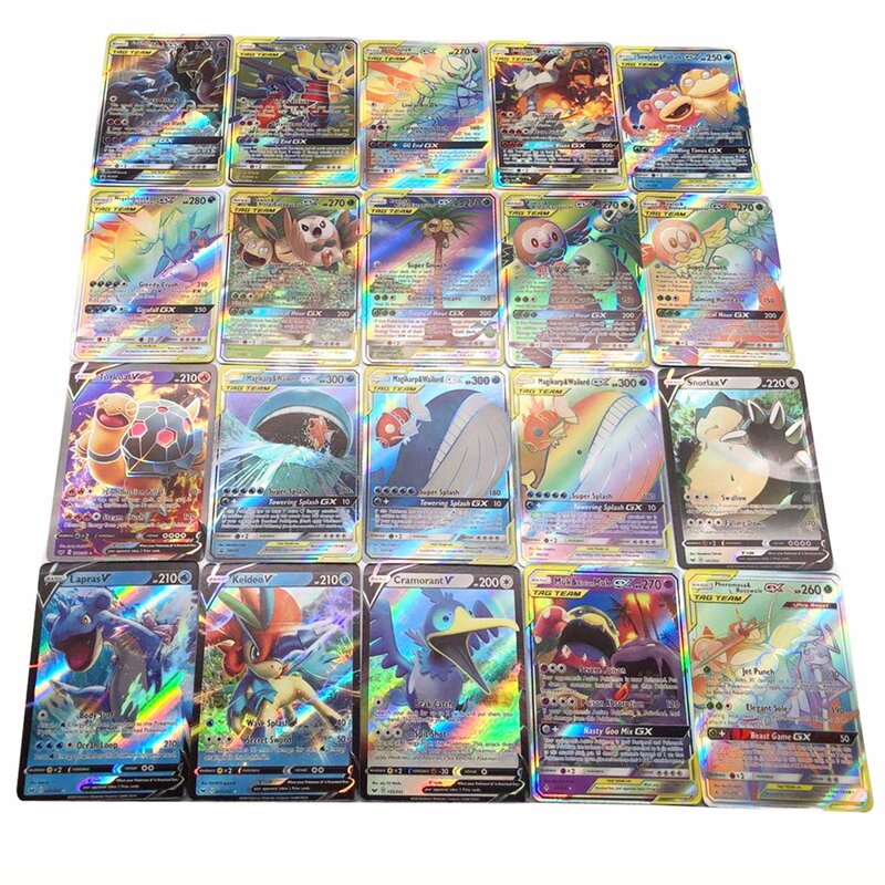 64 pçs pokemon espada & escudo vmax brilhando cartões tag equipe inglês cartões de negociação jogo brinquedo
