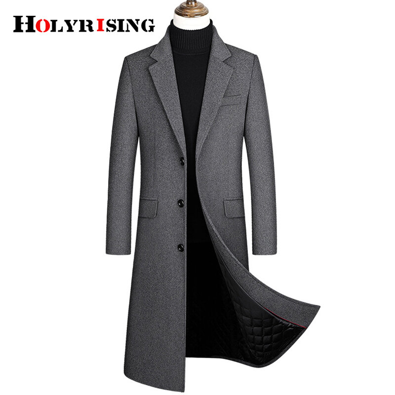 Мужское модное приталенное шерстяное пальто выше колена, роскошное высококачественное пальто для деловых джентльменов, молодежное плотное теплое шерстяное пальто, зима 2023
