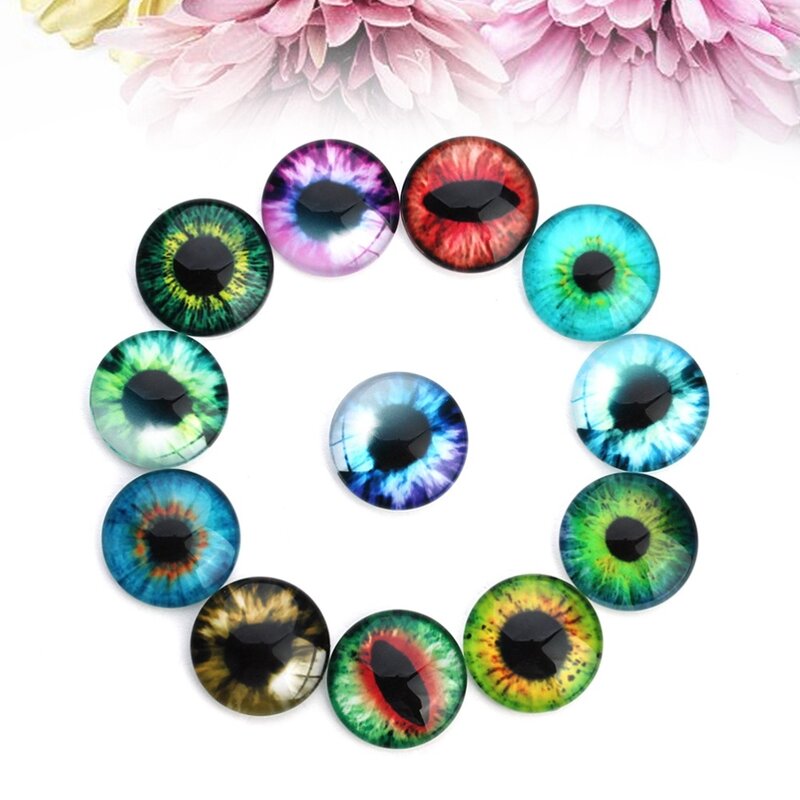 20 Uds 10mm de diámetro Color mezclado vidrio Retro muñeca DIY Ojos de Animal accesorios menear los ojos juguetes para artesanías de álbum de recortes para bricolaje proyecto