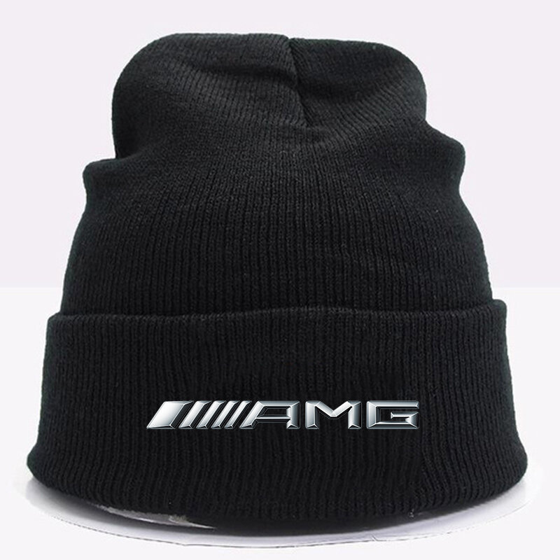 Amg logotipo impressão masculina/feminina moda malha chapéu boa qualidade tricô quatro estações beanies