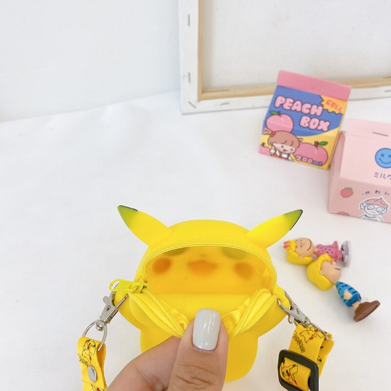 Pokemon Pikachu Cute Silicone Coin Purse Cartoon Kawaii Personality Fashion Anime Figures Shoulder Bag Toys For Children Gifts