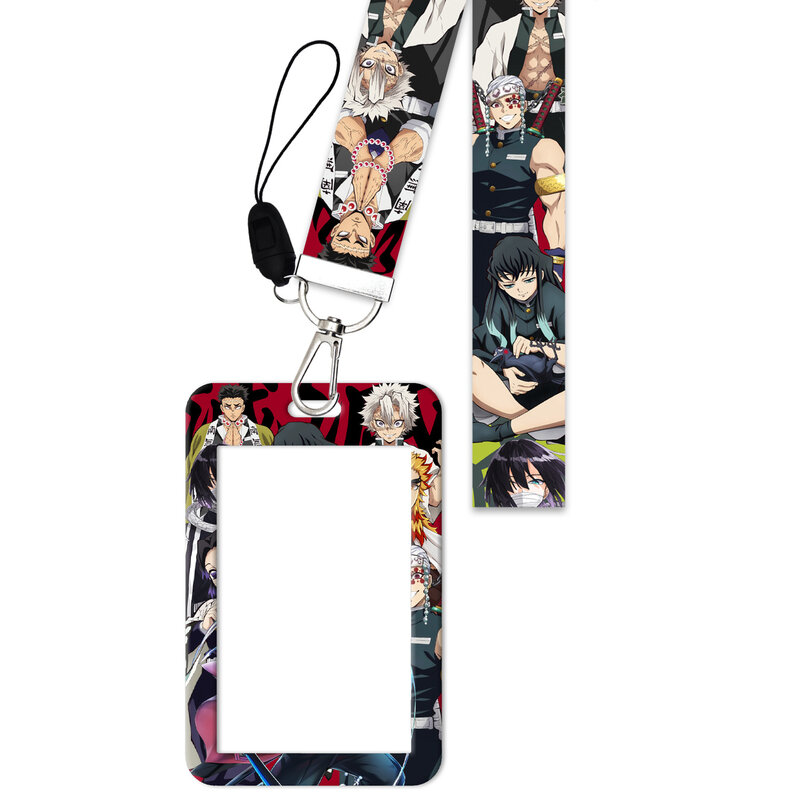 Porte-Badge avec porte-clé, cordon de cou, Anime Demon Slayer Rengoku Kyoujurou, pour téléphone portable, carte d'identité