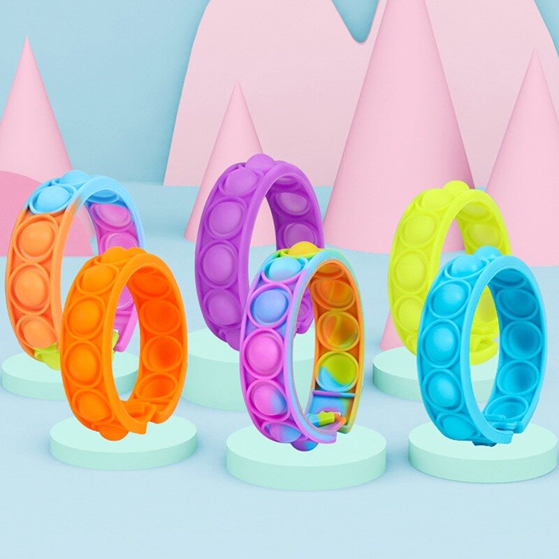 Novo brinquedo brinquedos para crianças empurrar bolha dimple pulseira de descompressão adultos anti stress reliever sensorial brinquedo crianças presente