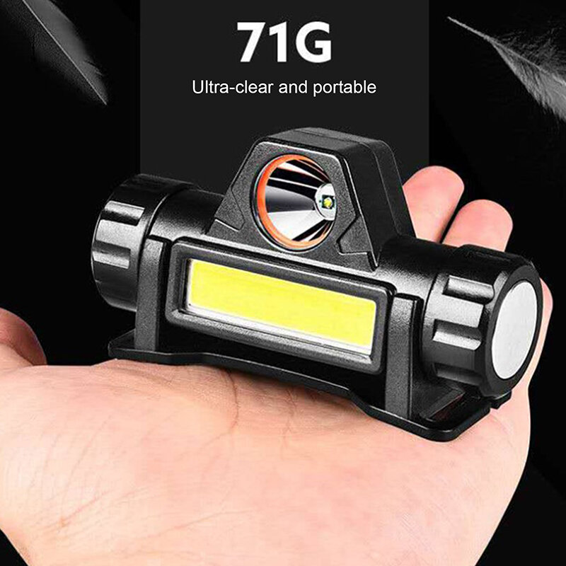 LED Headlamp Magnetic USB Rechargeable Headlight With Spotlight COB Floodlight Adjustable Degree For Hiking Running Outdoor