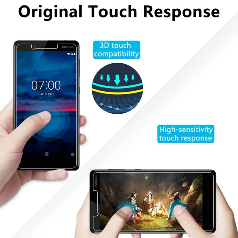 2 Pieces 9H Hard Glass Protective Glass Screen Protector Film for Nokia 7.2 6.2 7 6 5 Tempered Glass for Nokia 5.1 Plus 6.1 7.1