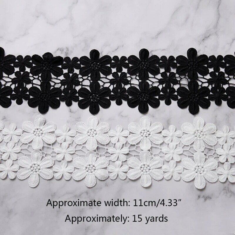 X3UE-Cinta de encaje hecha a mano, accesorios de costura de la ropa, ramo de encaje, mantel, Material de mosaico, blanco