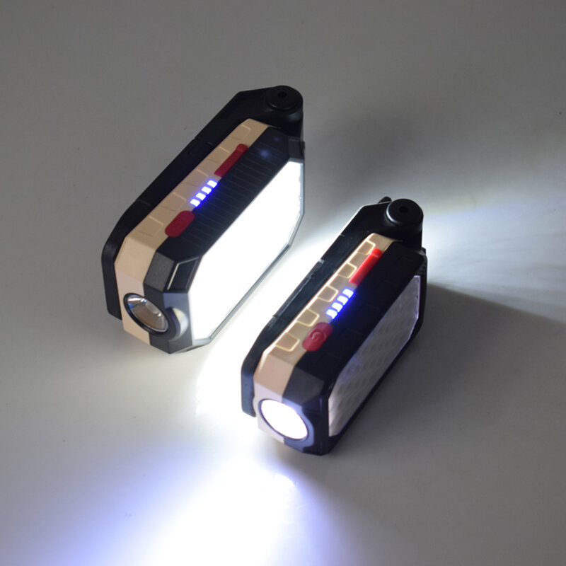 ZHIYU ضوء العمل LED + COB 2 قطعة مصباح يدوي قابل لإعادة الشحن قوية المغناطيسي المحمولة foldingwater التخييم تهمة عرض تحذير