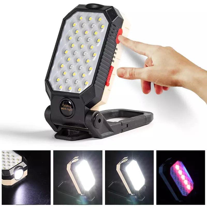 COB Work Light Portable LED Flashlight USB Rechargeable Adjustable Waterproof Camping Lantern Magnet Design with Power Display