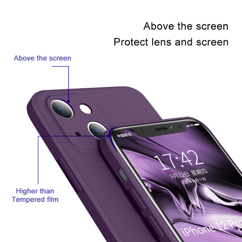 For iPhone 13 Pro Max Luxury Original Liquid Silicone Case 12 mini 11 Pro X XR XS Max 7 8 6 6S Plus SE 2020 Protective Cover