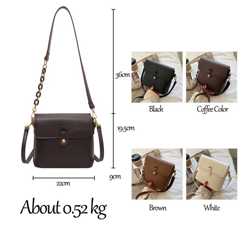 Casual Concise Solid Color Chain Messenger Bags for Women 2021 Fashion Leather Flap Luxury Shoulder Crossbody Bag Sac Epaule