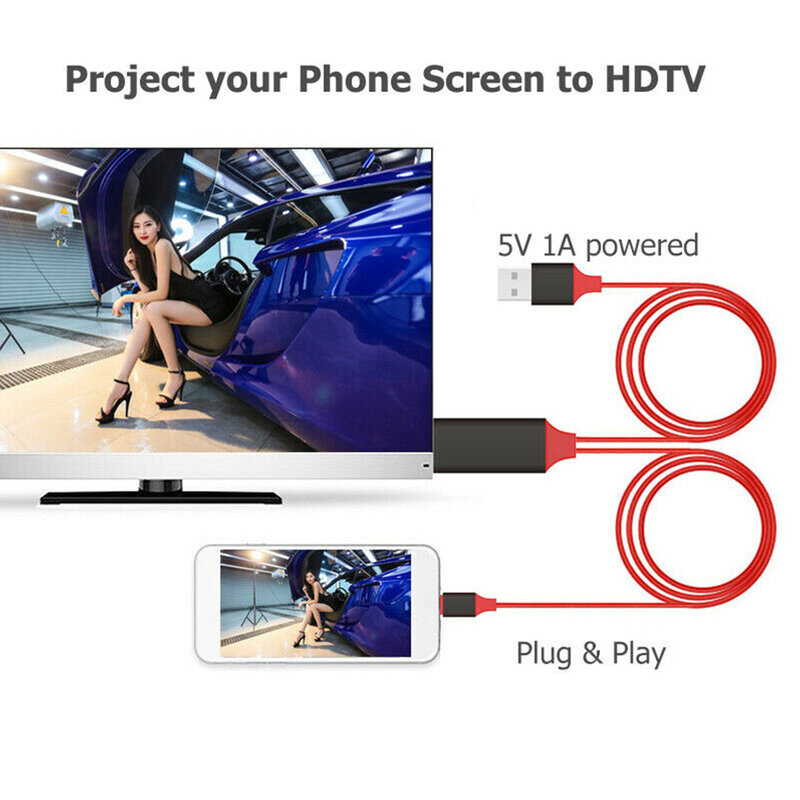 Telewizor HDTV cyfrowy Adapter AV błyskawica na kabel kompatybilny z HDMI kabel USB 1080P Smart Converter do Apple TV IPhone HD Plug & Play