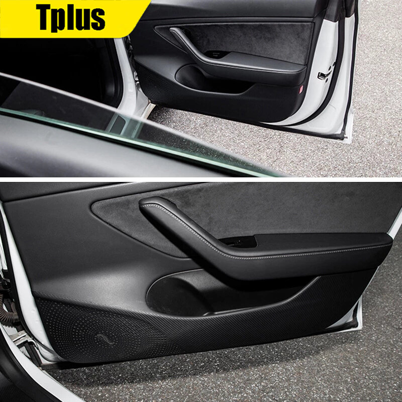 Tplus Model 3 Pintu Mobil Bantalan Tendangan untuk Tesla Model 3 2021 Ambang Sisi Film Perlindungan Stiker Pemodelan Aksesori