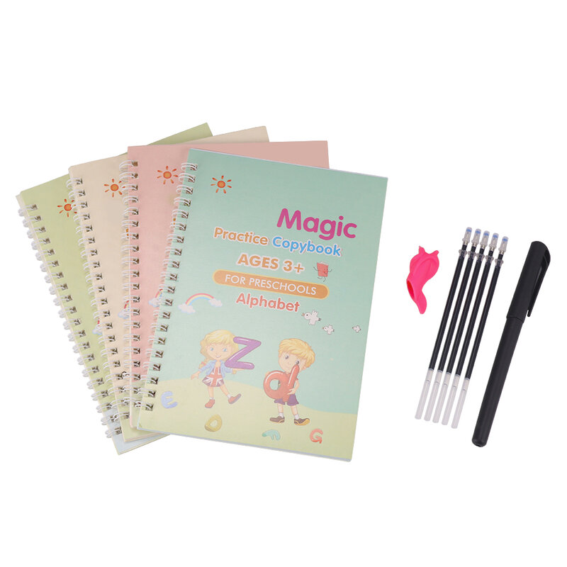 4 Buku Latihan Copybook Dapat Digunakan Kembali Menulis Buku Praktek Menulis Tangan untuk Anak Kaligrafi Menulis Buku Tenggelam Praktek Sihir
