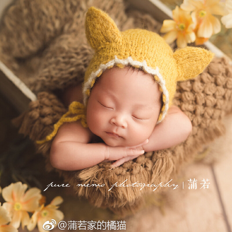 Newborn Strick Hut Neugeborenen Fotografie Requisiten Baby Foto Kostüm Fotografie Requisiten Kappe Studio Schießen Requisiten