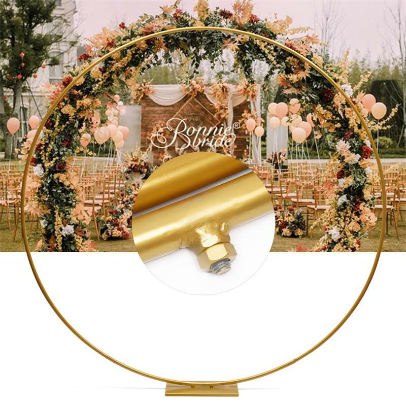 Arche de mariage en fer forgé de 2m, support pour décoration circulaire, support pour fleurs, pour fête d'anniversaire, en or