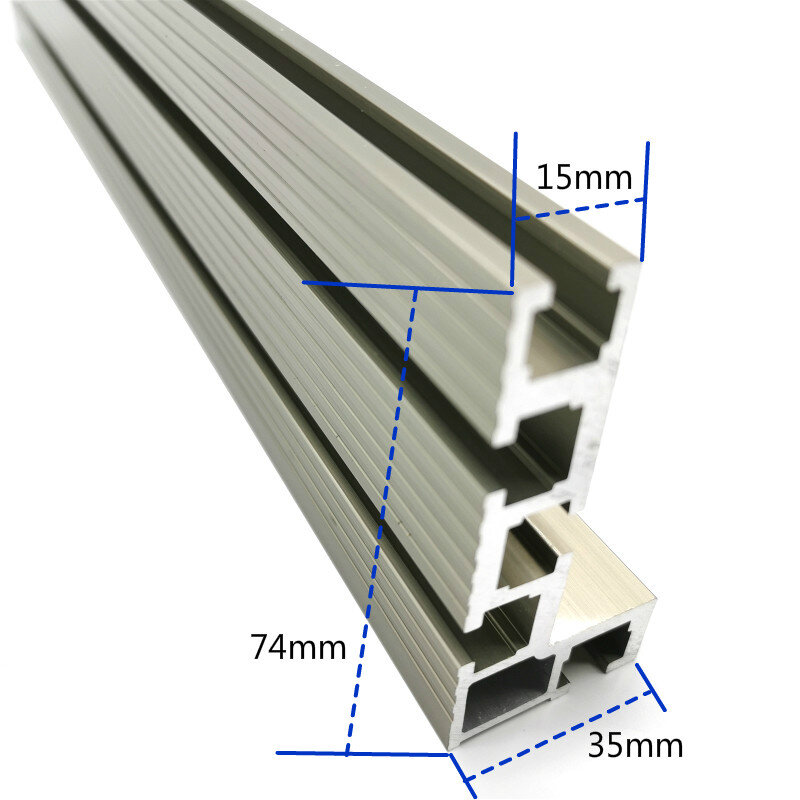 Profil Aluminium Pagar 74Mm Tinggi dengan T-trek dan Kurung Geser Miter Gauge Pagar Konektor untuk Bangku Kayu