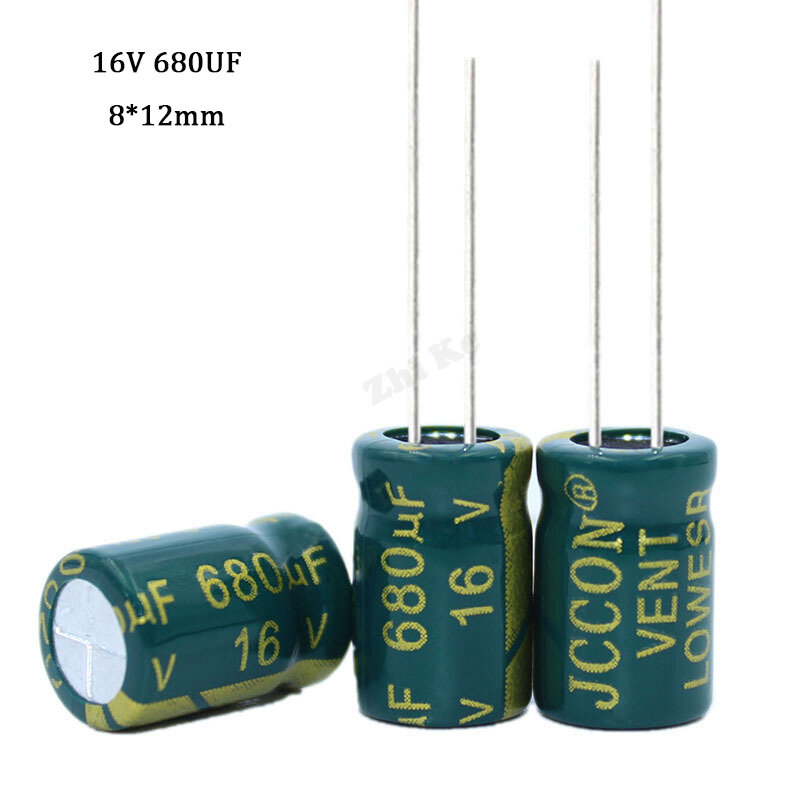 Condensatore elettrolitico di alluminio 680UF 16V 680 di impedenza bassa ad alta frequenza di 30 pz/lotto 16v 20% uf 8*12mm