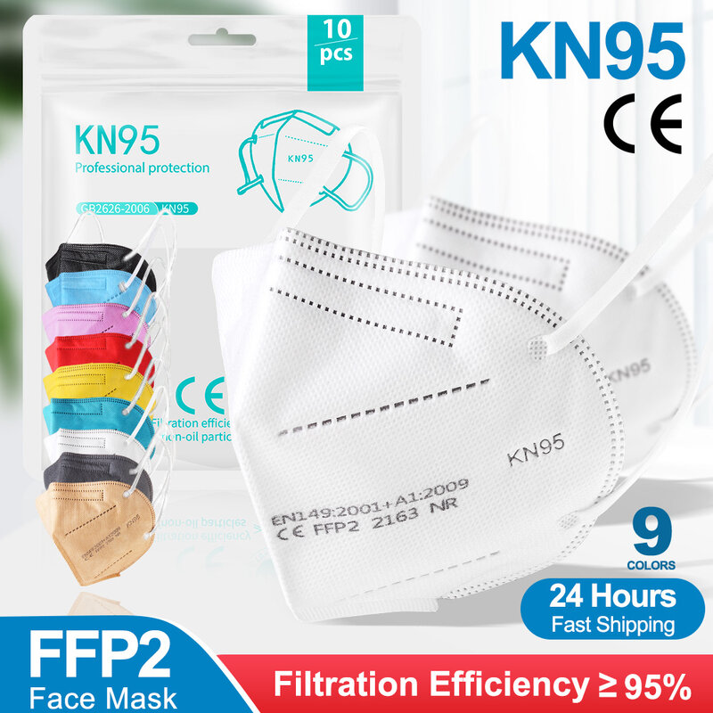 10-100 pz maschera FFP2 respiratore a colori Kn95 Mascarilla Fpp2 omologada maschera igienica a 5 strati maschere protettive KN 95
