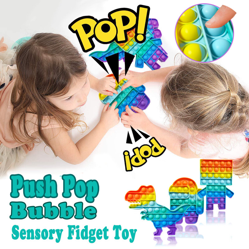 3Pack Rainbow Push Popp Bubble Sensory Fidget Toys Set  Irritability Tool for Autism to Relieve Stress Anxiety Kids&Adult