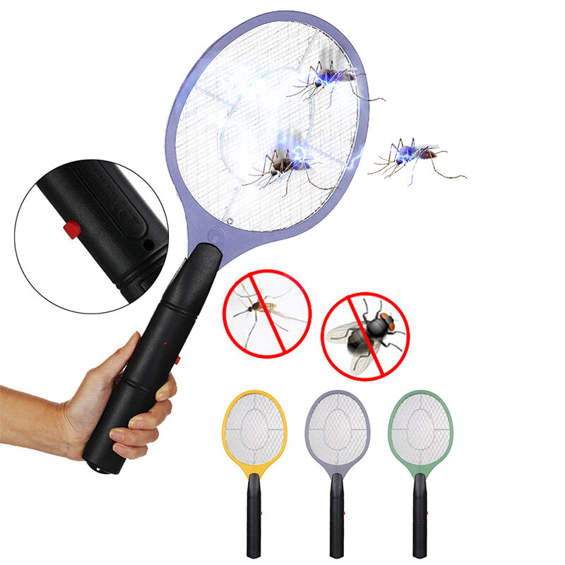 ไฟฟ้าFly Swatter Home Fly SwatterยุงBug Zapperฆ่ายุงตาข่ายความปลอดภัยไร้สายAnti Mosquito Bugใช้แบตเตอรี่AA