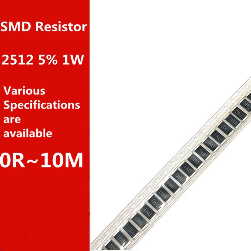 Resistor smd 2512 5% 50 peças, resistor 0r ~ 10m 1w 4.7r 22r 6.8r 8.2r 1k 2.2k 10k 100k 300k 1r 10r 100r 150r 180r 220r 330r 470r 1m