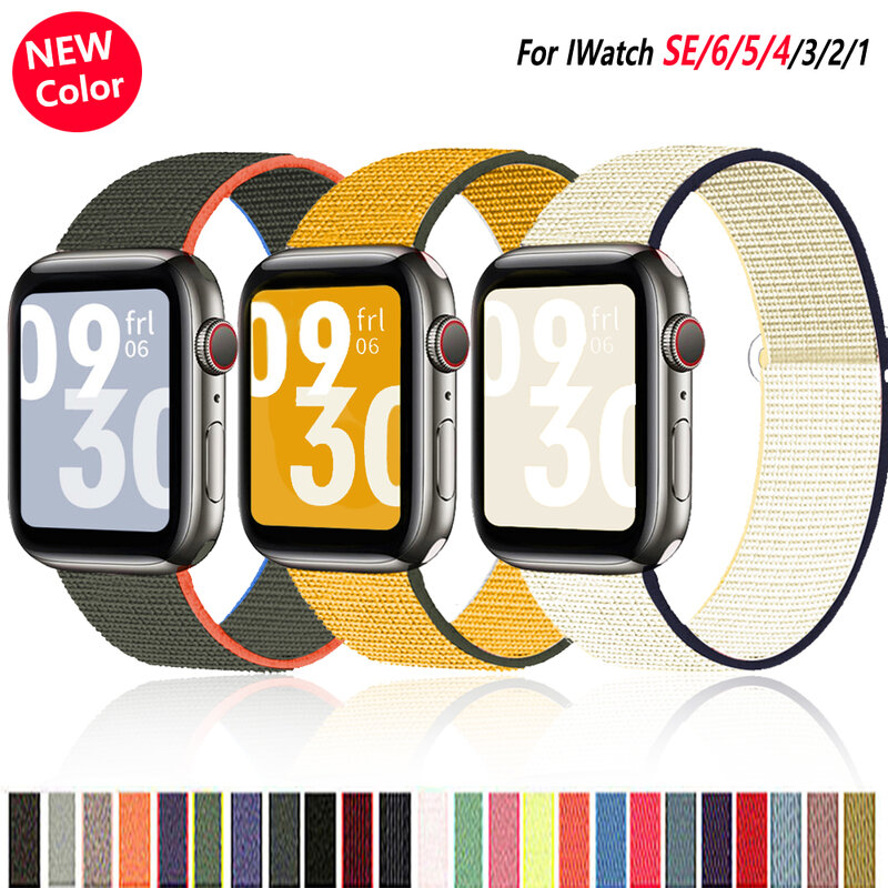 Strap For Apple Watch band 44mm 40mm 42mm 38mm Smartwatch Watchband Belt Sport Nylon Loop belt Bracelet iWatch Series 3 4 5 SE 6