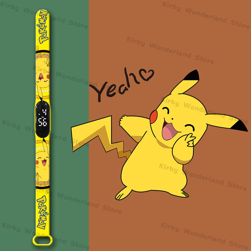 Pokemon Pikachu Vòng Tay Đồng Hồ Dây Amin Động Vật Pikachu LED Kỹ Thuật Số Chống Thấm Nước Đồng Hồ Điện Tử Trẻ Em Đồ Chơi Quà Tặng Giáng Sinh