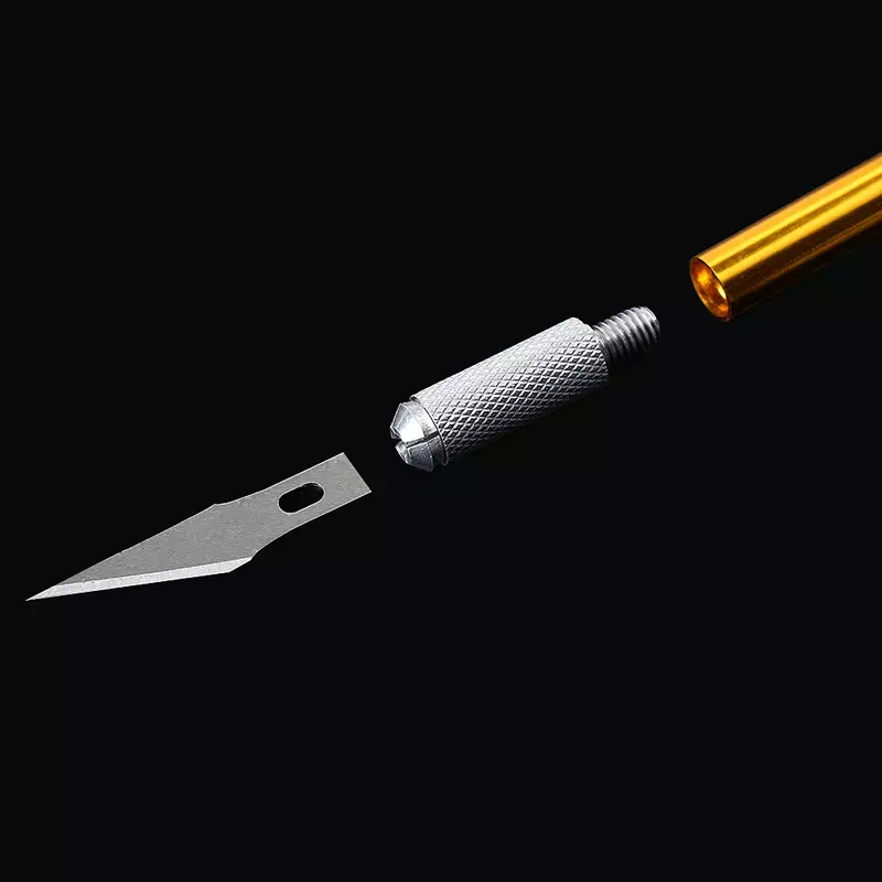 Cortador de grabado con mango de Metal para tallado y escultura, cuchillo antideslizante con hoja de 6 piezas, accesorios de seguridad para cuchillos de papel