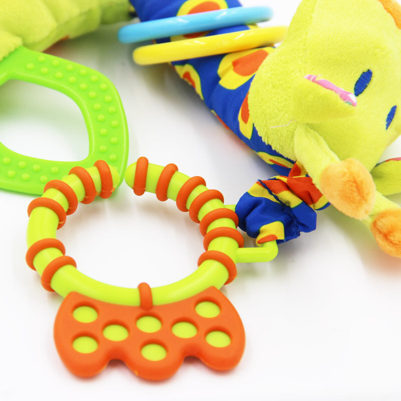 Nieuwe Aankomst Zachte Giraffe Animal Handbells Rammelaars Pluche Baby Ontwikkeling Handvat Speelgoed Hot Selling Met Bijtring Baby Speelgoed