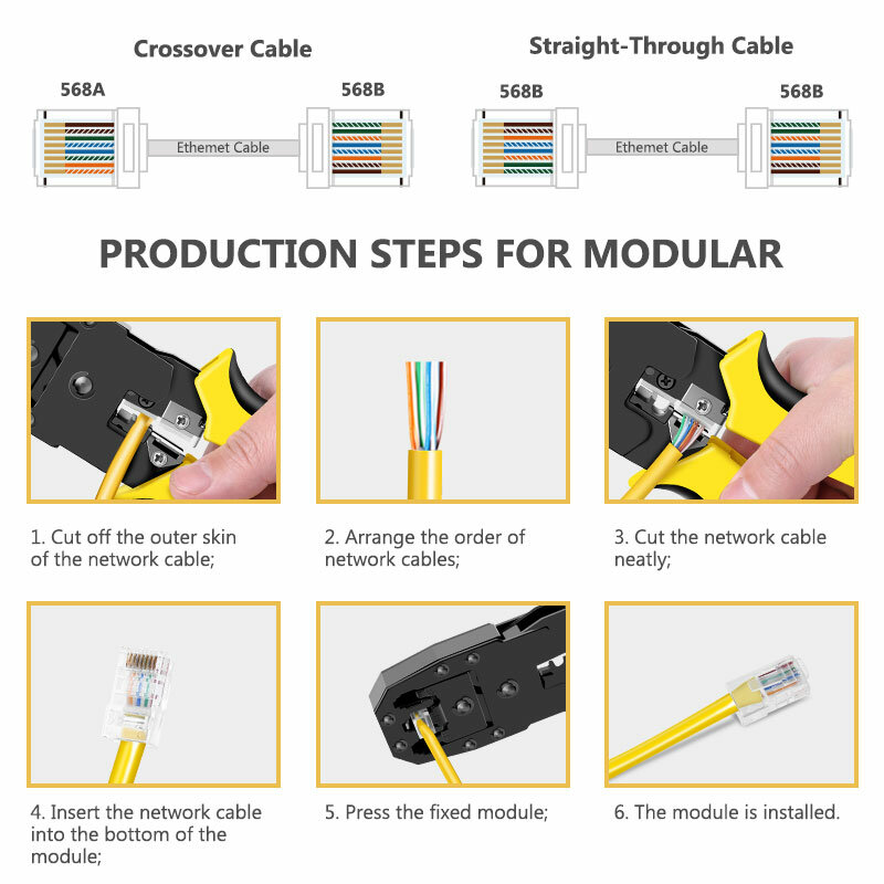 Инструмент для зачистки кабеля телефона ASOYOGA, плоскогубцы для кабелей 4/6/8P, резак для коннектора RJ9/10, RJ11/12, RJ15