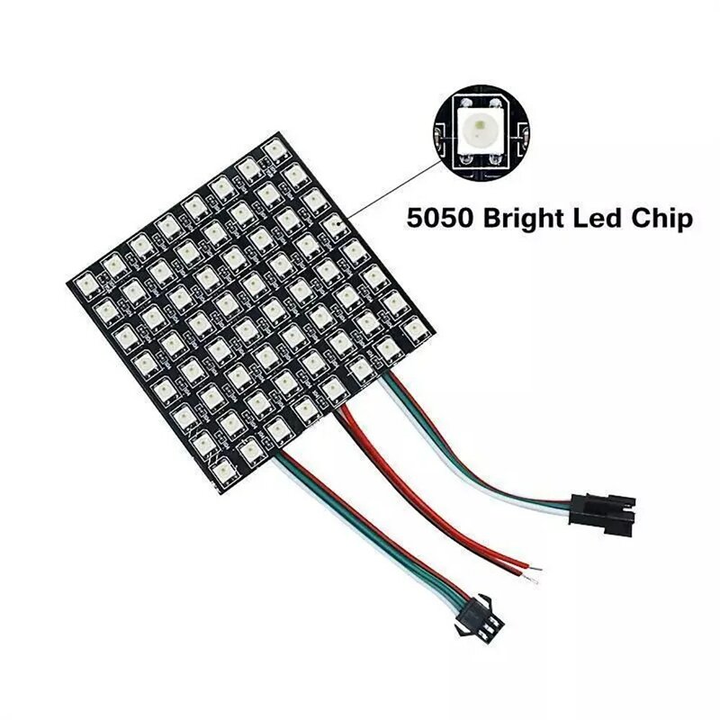 Módulo de luz led de matriz RGB 5050 de 5V, 8x8, 16x16, 8x32 píxeles, WS2812B, WS2812, Panel Flexible Digital direccionable individualmente