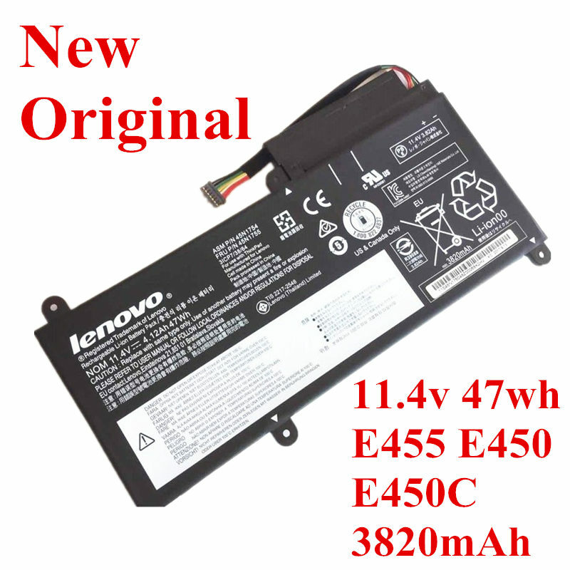 Novo laptop original substituto bateria de íon para lenovo e455 e450 e450c 11.4v 47wh 3820mah