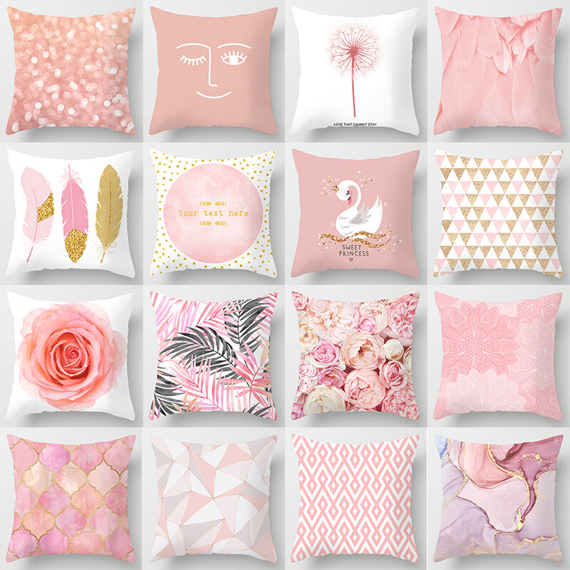 Fodera per cuscino da tiro con Glitter rosa fodera per cuscino in piuma di cigno rosa per federe Decorative per sedie da divano per la casa