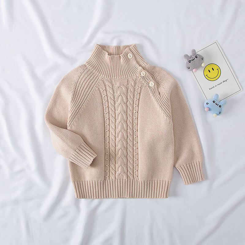 MILANCEL-suéter de algodón para niños, ropa cálida de manga larga, Color sólido, Primavera, 2022