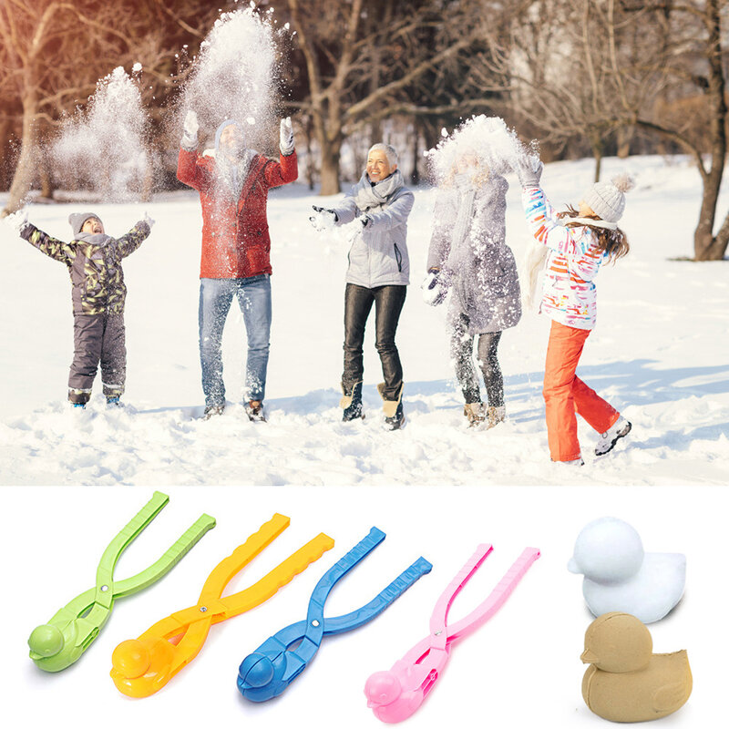 Winter Plastic Snowball Maker Clip Kids Outdoor Sand Snow Ball Mold Toys Fight Duck Snowman Clip Toy for Children Random
