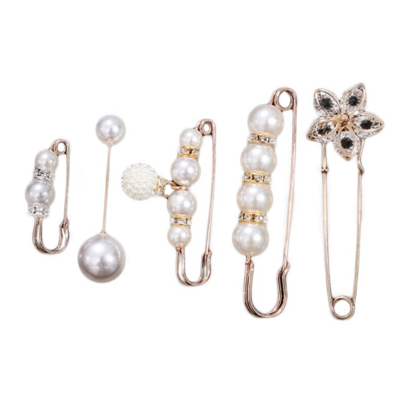 Alfileres de seguridad de perla de imitación, joyería de diamantes de imitación, broche, pinzas para chal, decoración, L41B