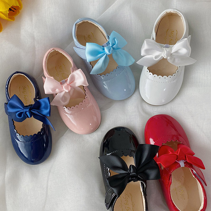 Bebé niña Zapatos niño Zapatos niña Zapatos de cuero de charol zapatos de príncipes lazo grande Mary Janes zapatos de fiesta para niños vestido zapato 2020 otoño primavera bebé niño