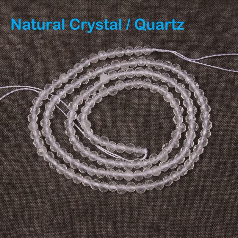Kuarsa Kristal Putih Alami 2 3 4Mm Bulat Segi Batu Permata Manik-manik Longgar DIY Aksesori Kalung Gelang Anting-Anting Membuat Perhiasan