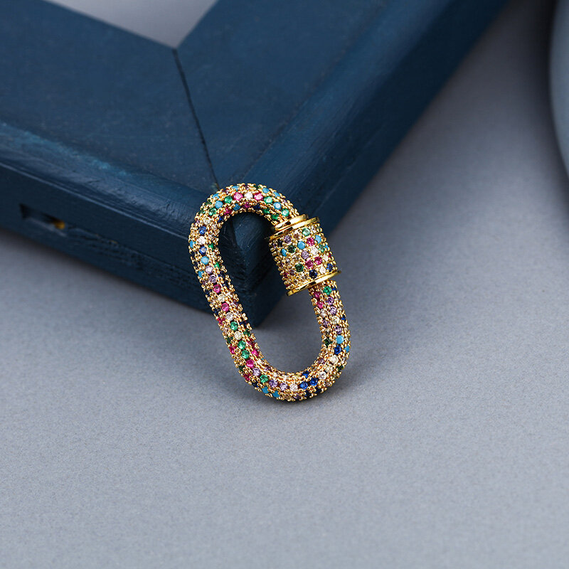 Minhin delicado multicolorido zircão prendedor espiral medalhão fecho parafuso de fixação gancho para pendurado corrente feito à mão acessórios